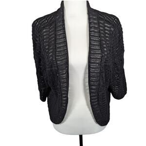 J M Collection shrug Vtge Sz XL 43 bustCrochet open front see description